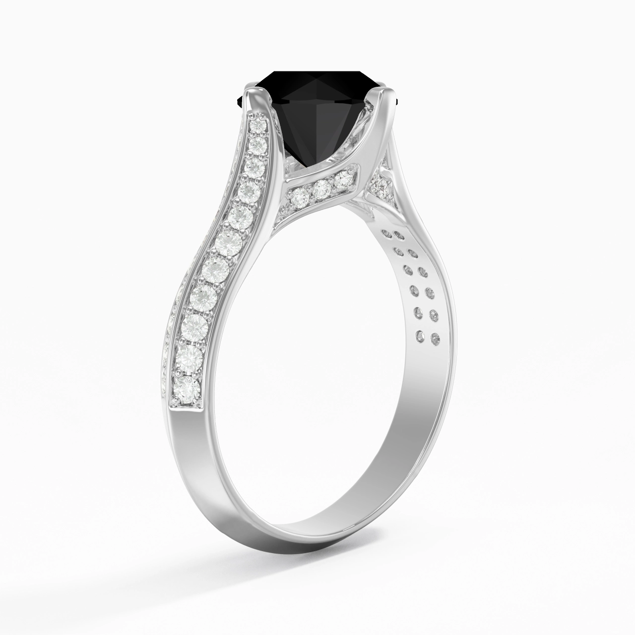 Pavé Est Ouest Bague de fiançailles 2.00ct Zircon cubique