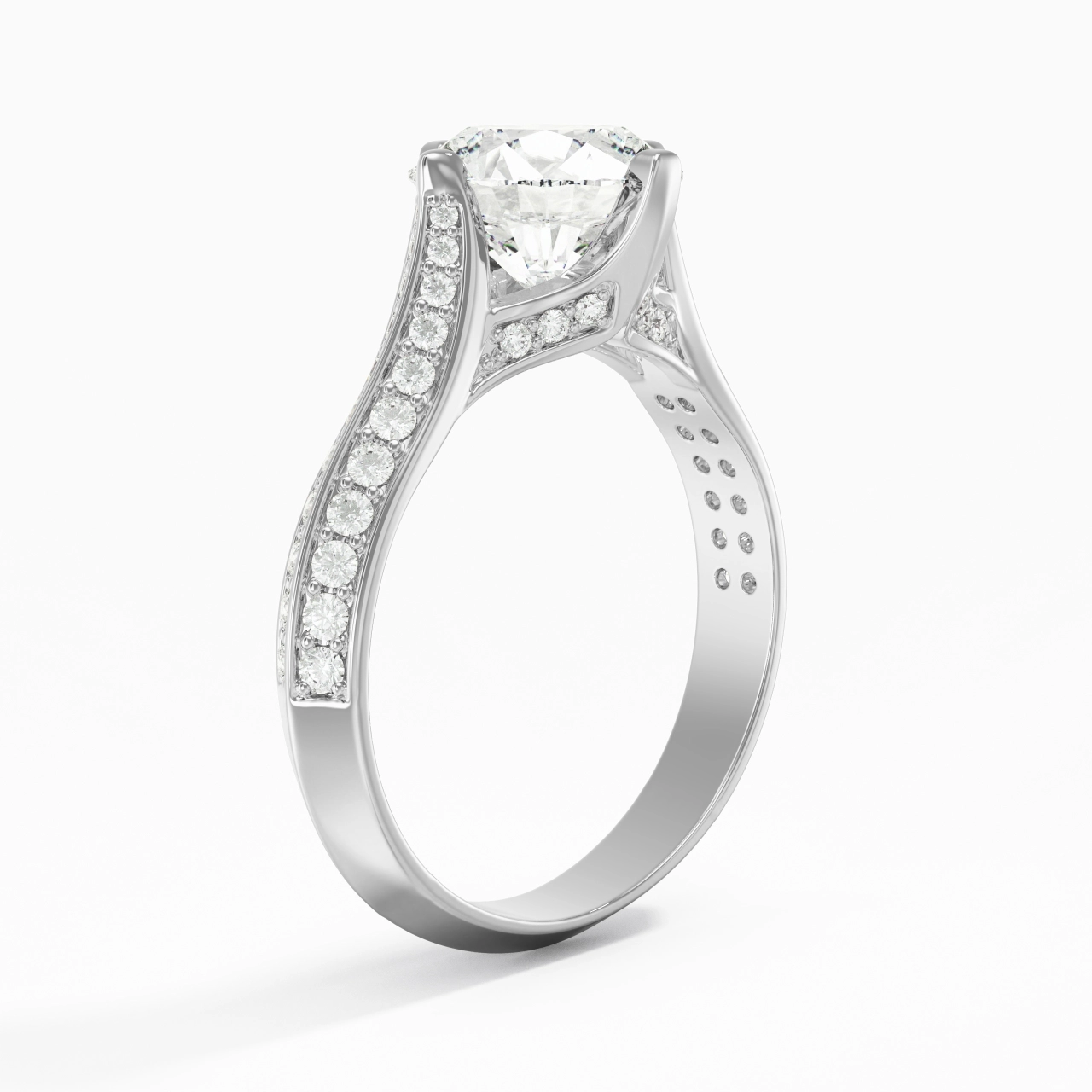 Pavé Est Ouest Bague de fiançailles 2.00ct Zircon cubique