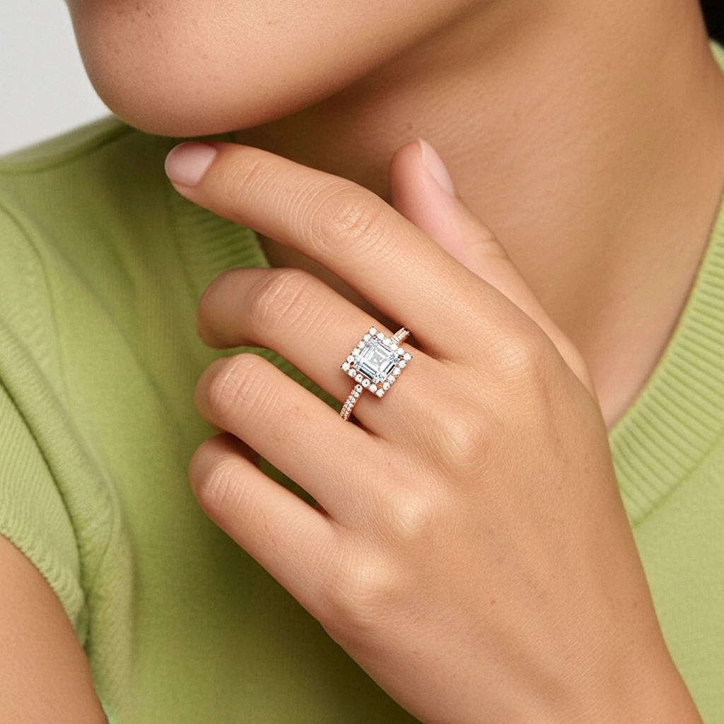 Halo Bague de fiançailles 1.00ct Moissanite