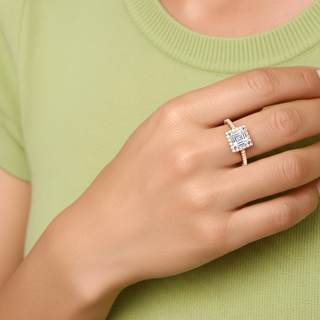 Halo Bague de fiançailles 1.00ct Moissanite