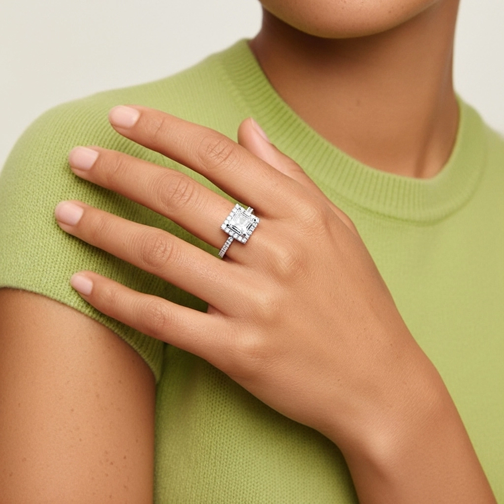 Halo Bague de fiançailles 1.00ct Moissanite