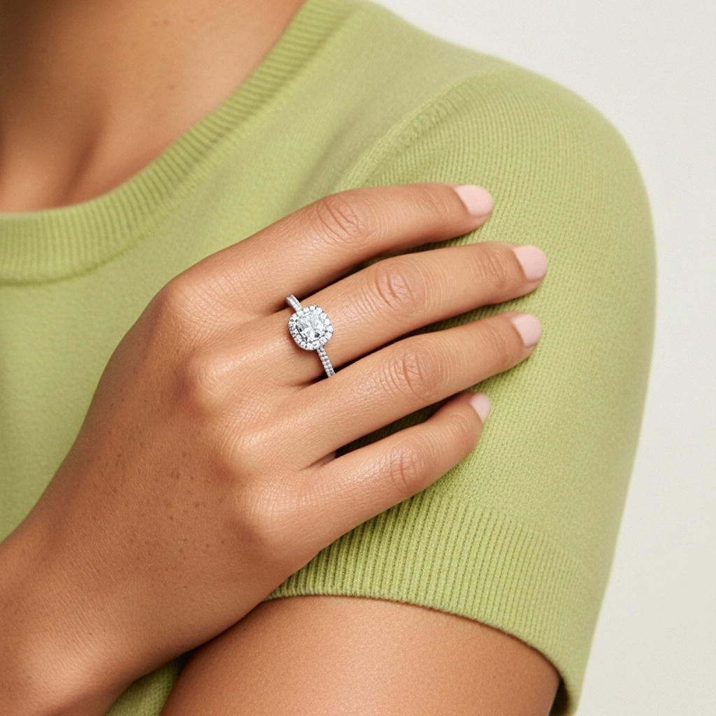 Halo Bague de fiançailles 1.00ct Moissanite