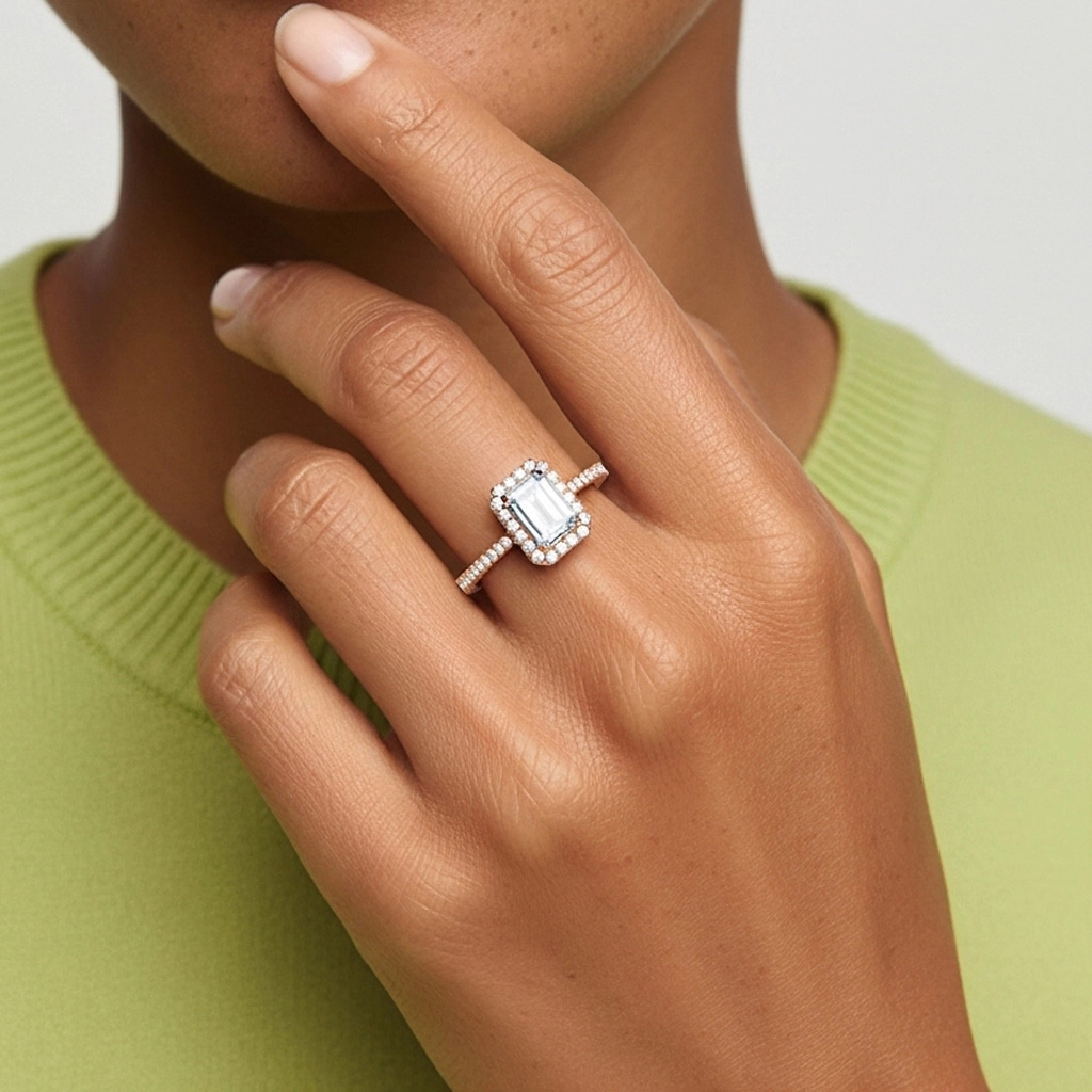 Halo Bague de fiançailles 1.00ct Moissanite