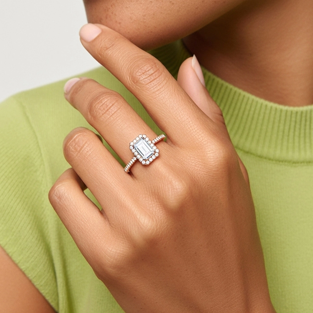 Halo Bague de fiançailles 1.00ct Moissanite