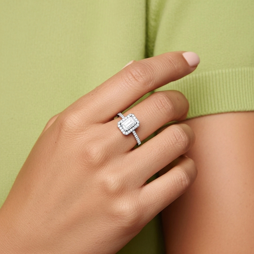 Halo Bague de fiançailles 1.00ct Moissanite