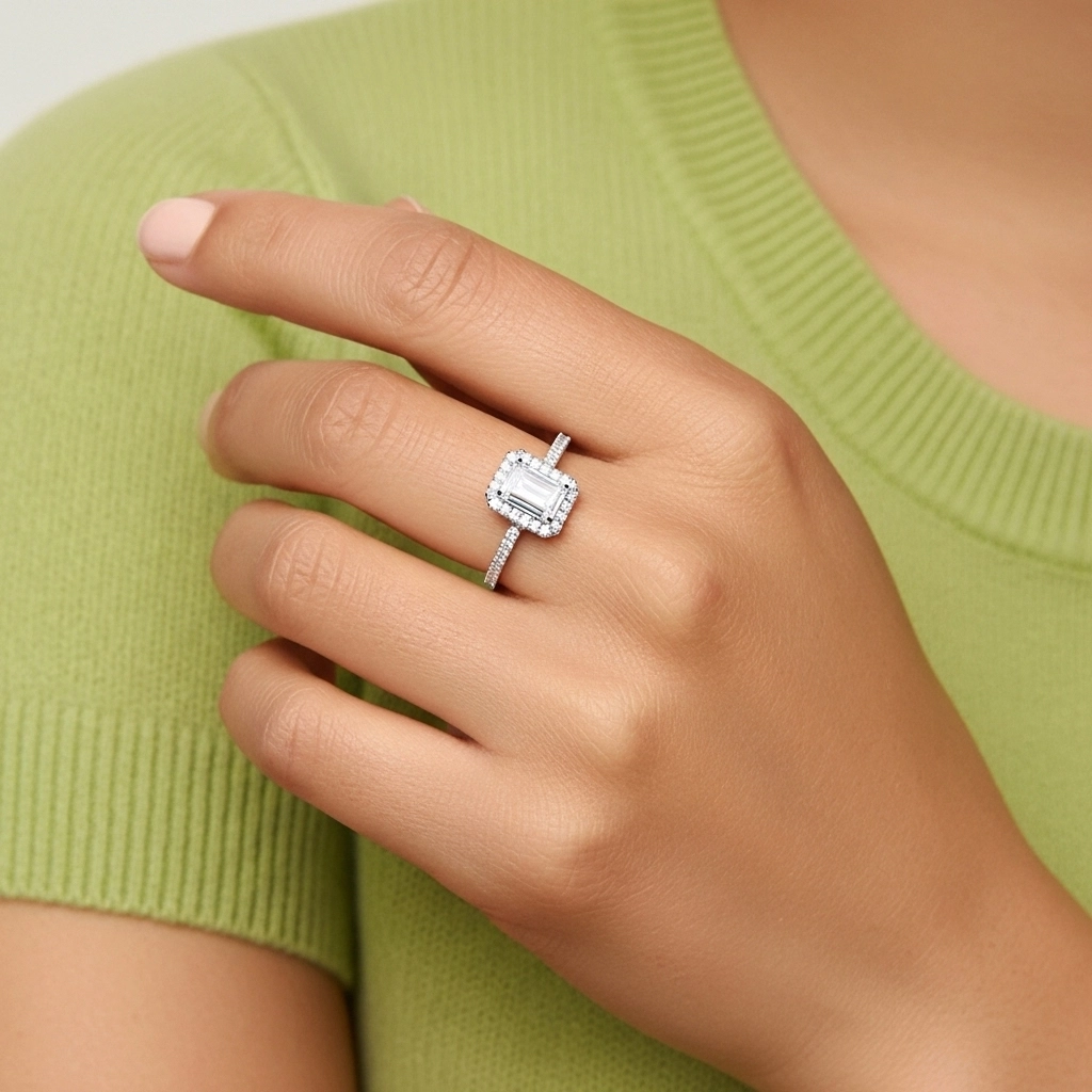 Halo Bague de fiançailles 1.00ct Moissanite