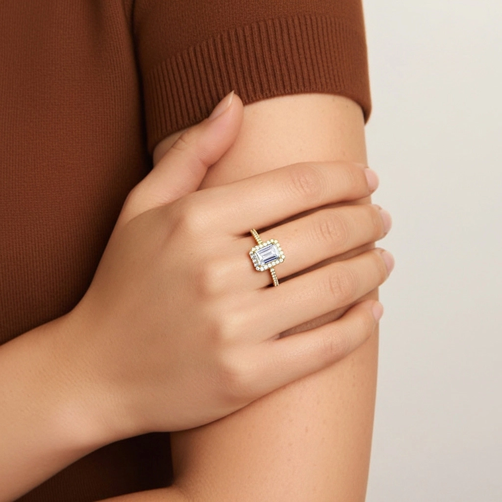 Halo Bague de fiançailles 1.00ct Moissanite