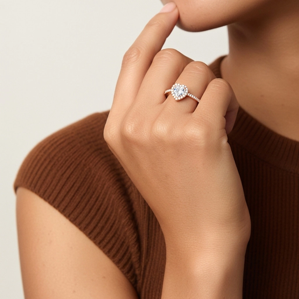 Halo Bague de fiançailles 1.00ct Moissanite