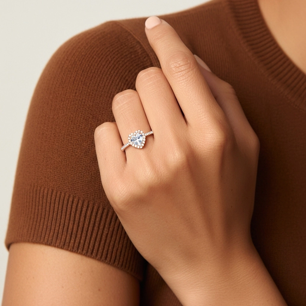 Halo Bague de fiançailles 1.00ct Moissanite