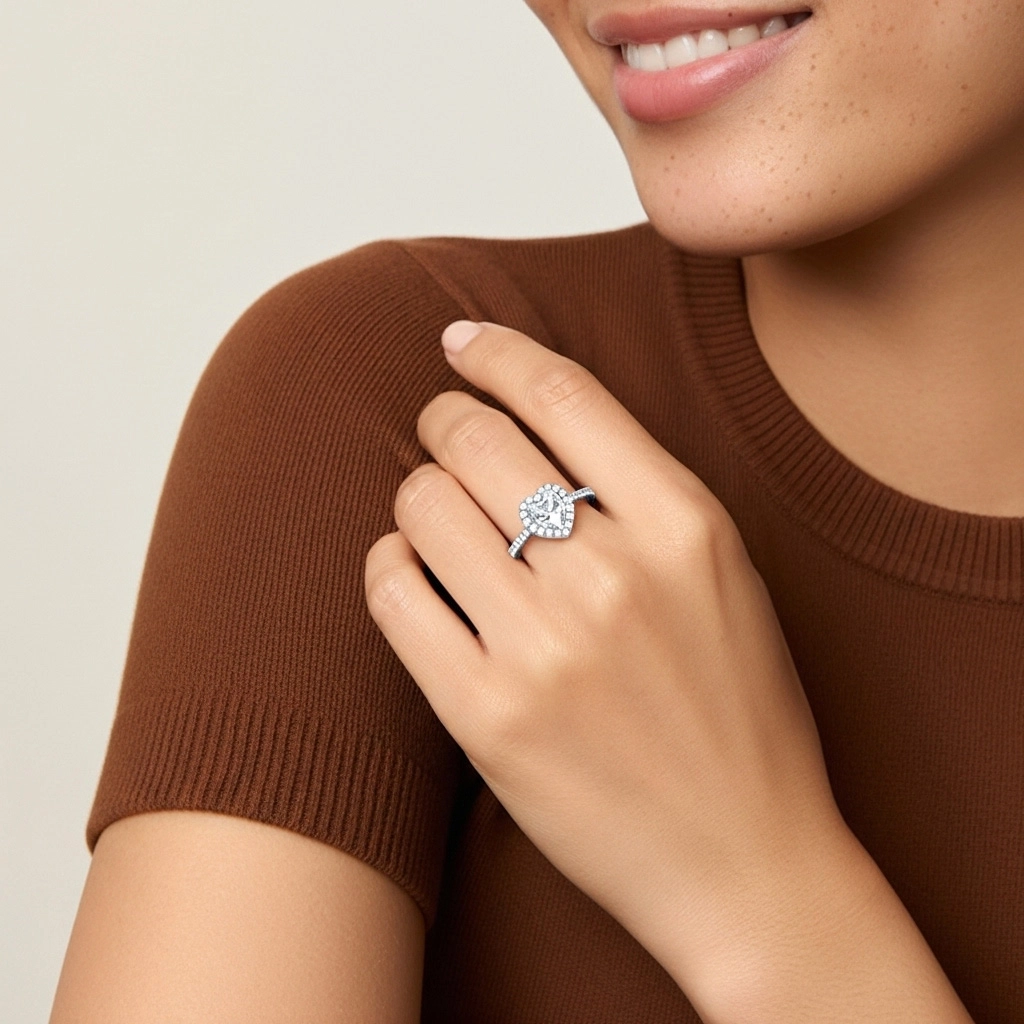 Aro de halo Anillo de Compromiso 1.00ct Moissanita