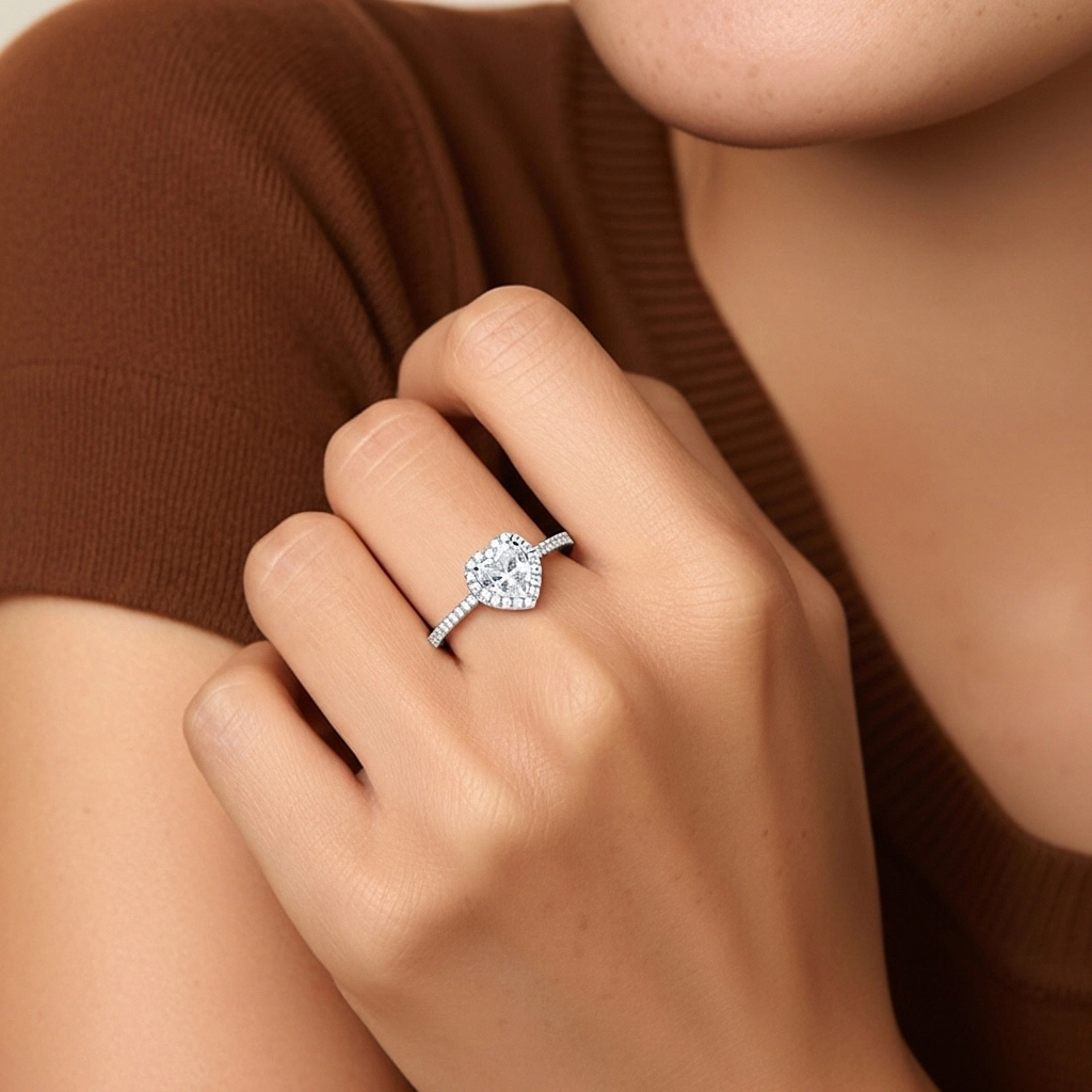 Aro de halo Anillo de Compromiso 1.00ct Moissanita