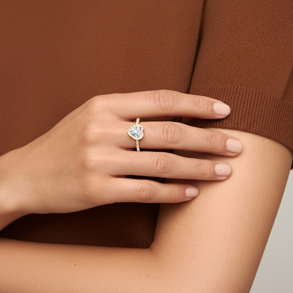 Halo Bague de fiançailles 1.00ct Moissanite