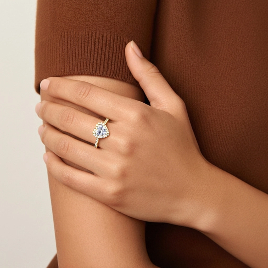 Halo Bague de fiançailles 1.00ct Moissanite