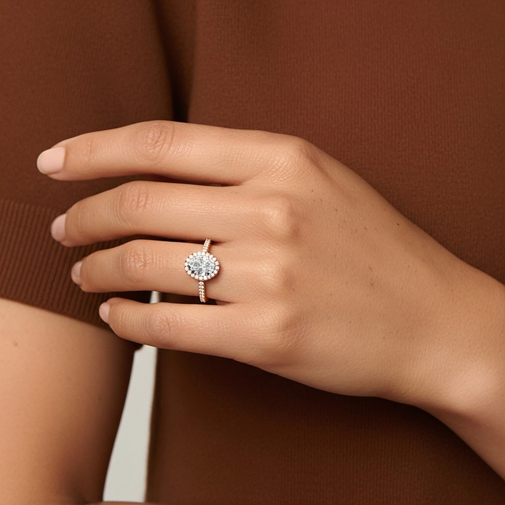 Halo Bague de fiançailles 1.00ct Moissanite