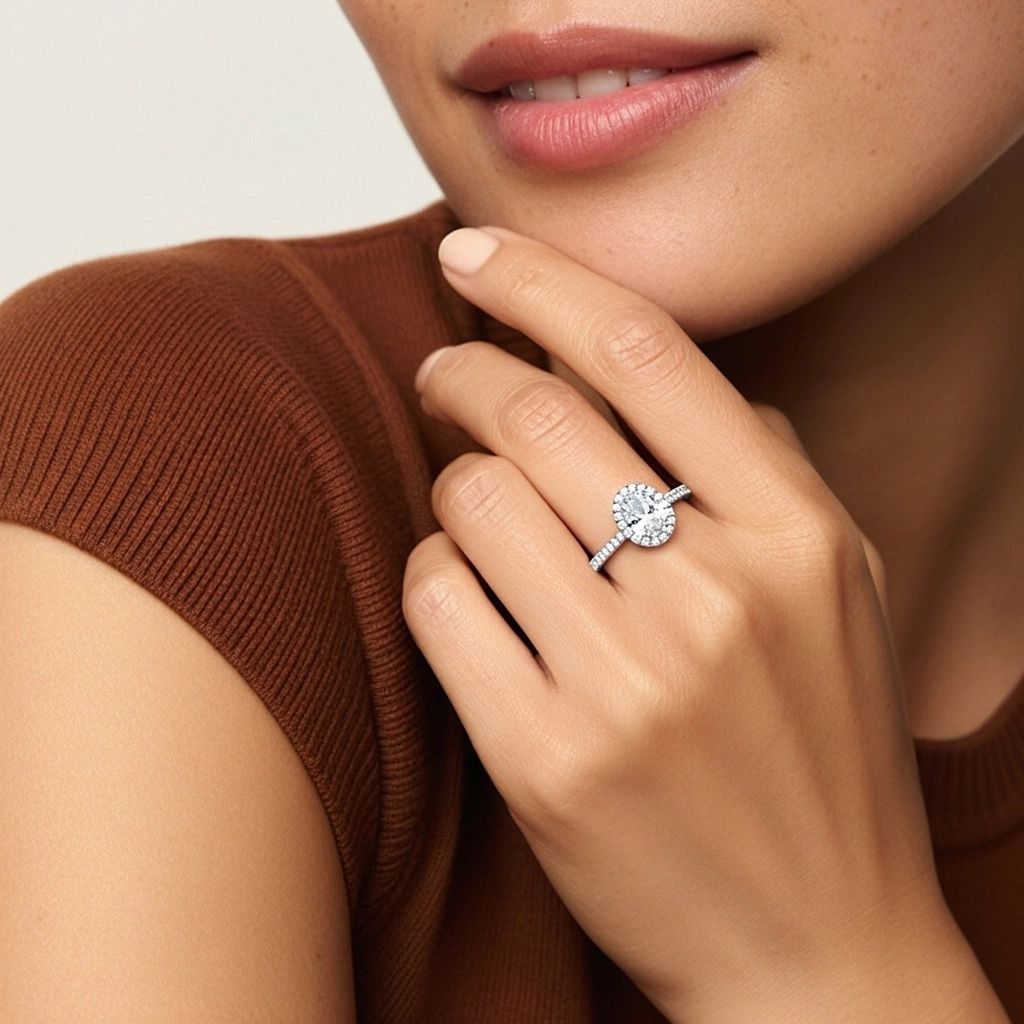 Aro de halo Anillo de Compromiso 1.00ct Moissanita