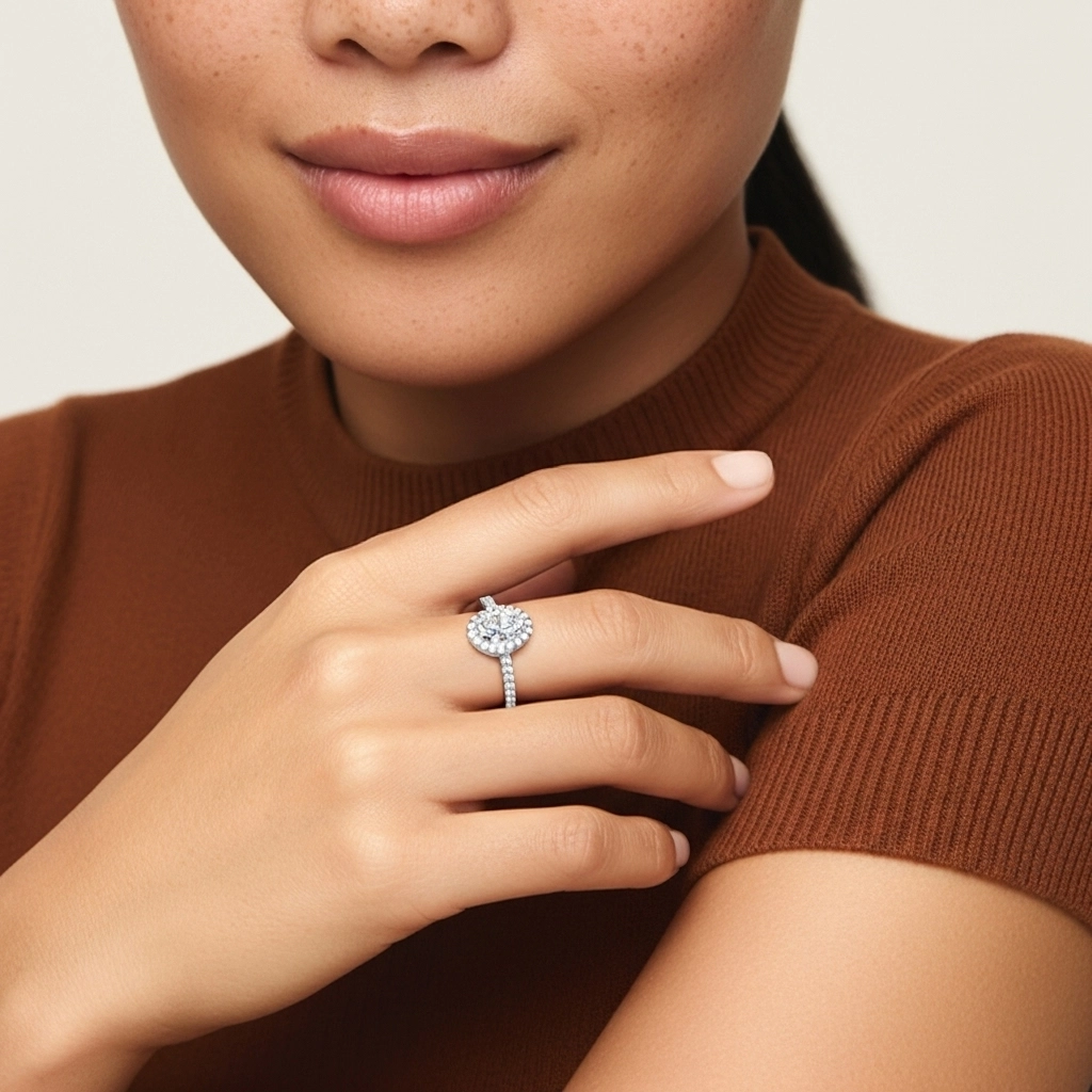 Aro de halo Anillo de Compromiso 1.00ct Moissanita