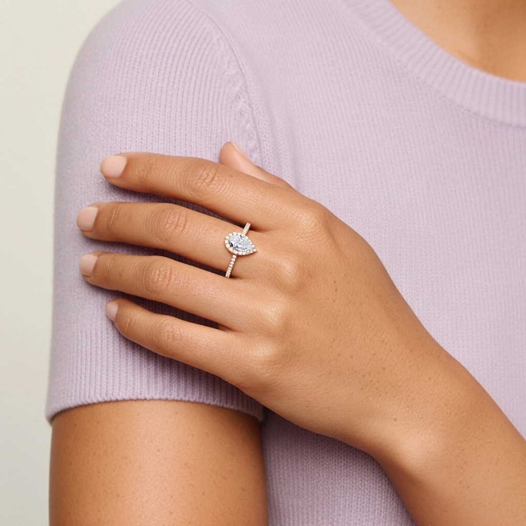 Halo Bague de fiançailles 1.00ct Moissanite