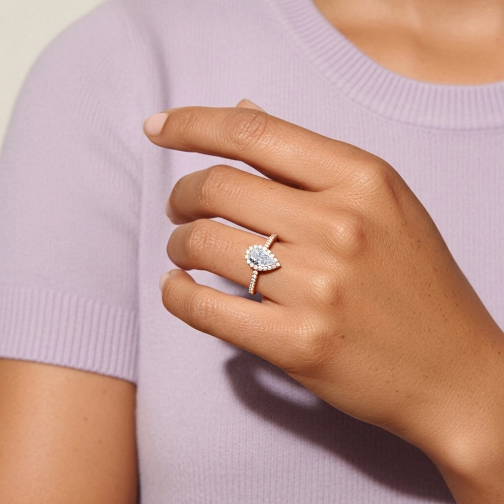 Halo Bague de fiançailles 1.00ct Moissanite