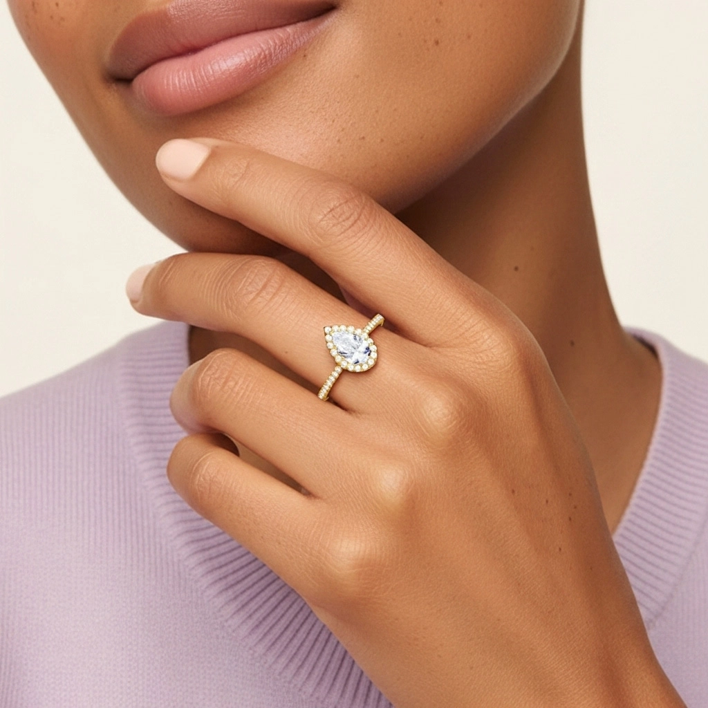 Aro de halo Anillo de Compromiso 1.00ct Moissanita