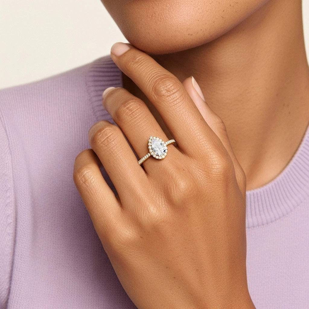 Aro de halo Anillo de Compromiso 1.00ct Moissanita