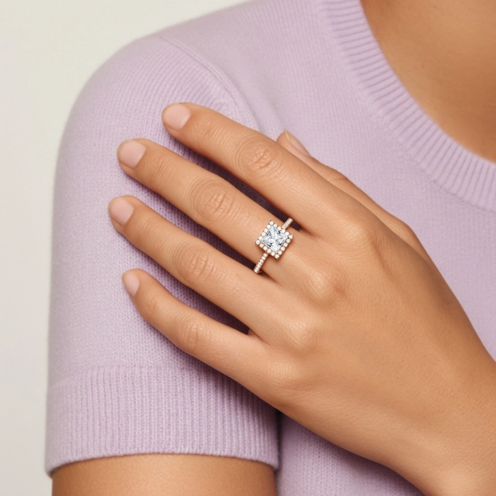 Halo Bague de fiançailles 1.00ct Moissanite