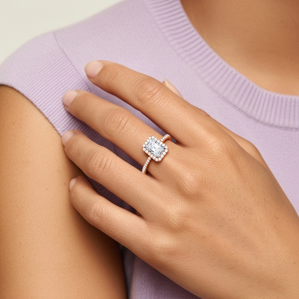 Halo Bague de fiançailles 1.00ct Moissanite