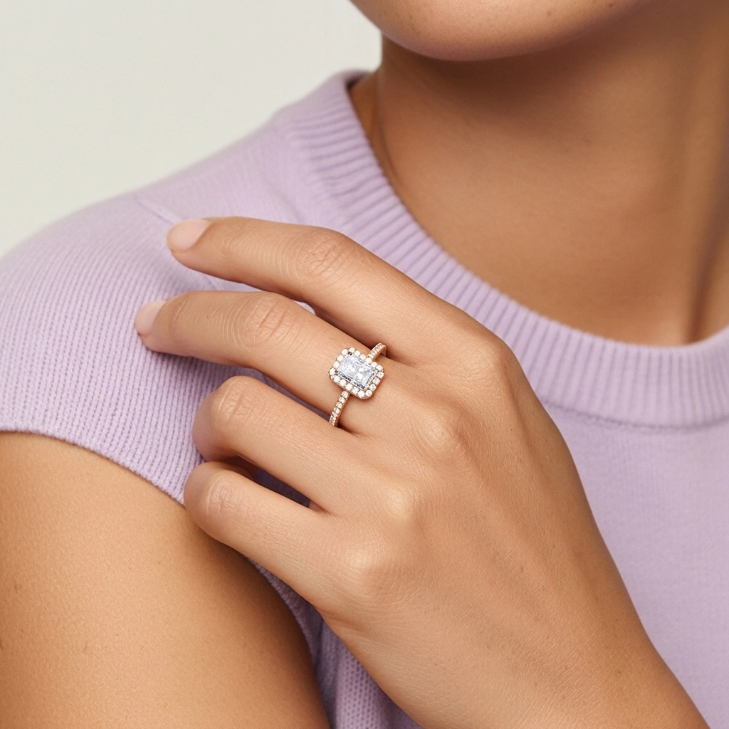 Halo Bague de fiançailles 1.00ct Moissanite