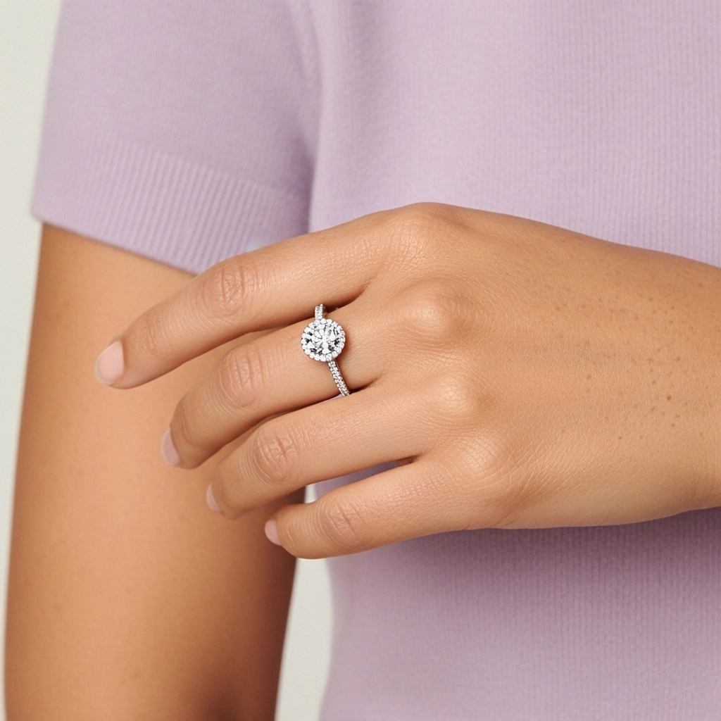 Halo Bague de fiançailles 1.00ct Moissanite