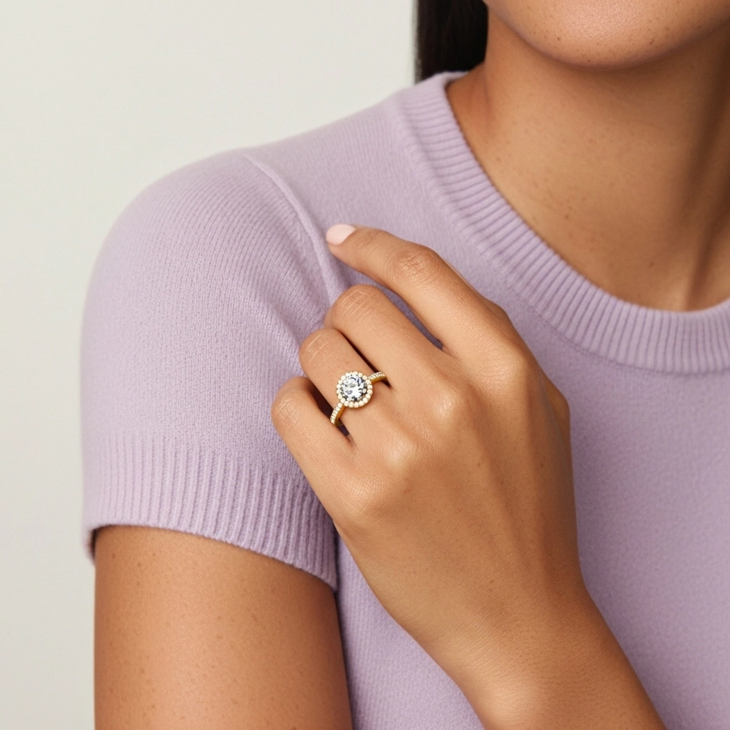 Halo Bague de fiançailles 1.20ct Moissanite