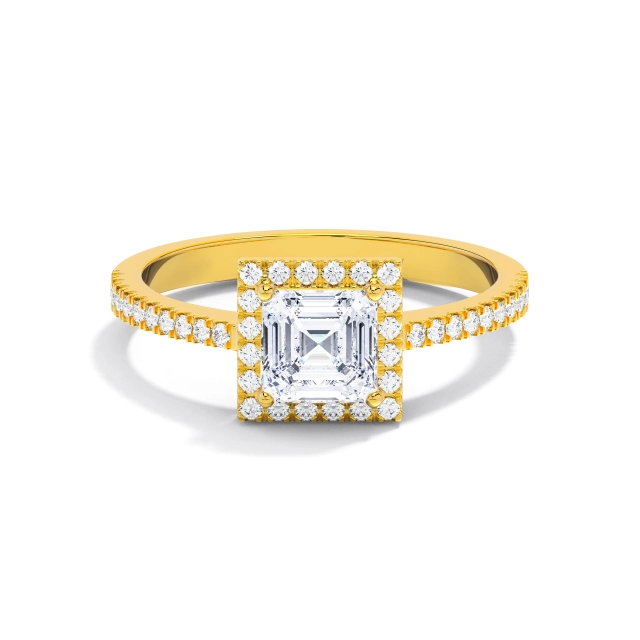 Pata tradicional Clásico Aro de halo Anillo de Compromiso Moissanita 0.80ct Asscher Plata esterlina 925