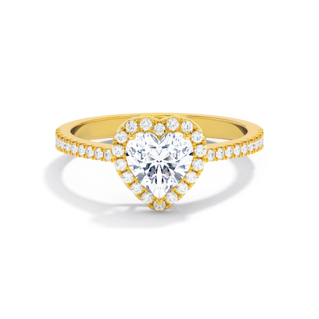 Traditional Shank Classic Halo Engagement Ring Moissanite 1.00ct Heart 925 Sterling Silver