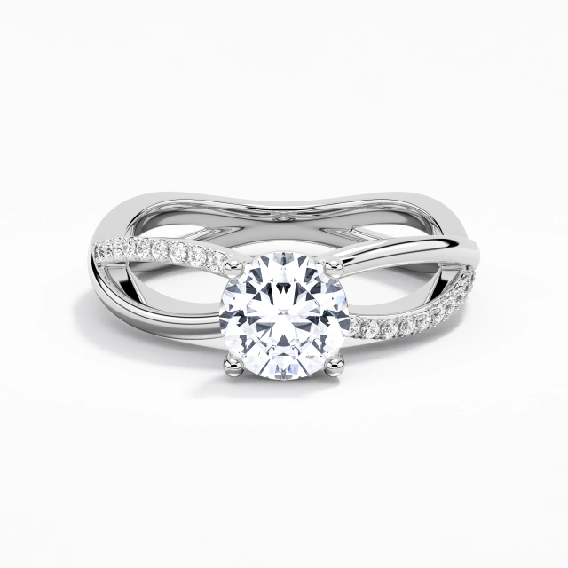 Croisé Éternel Griffe Bague de fiançailles Moissanite 1.20ct Rond Or blanc 14 carats VANCARO Logo Image