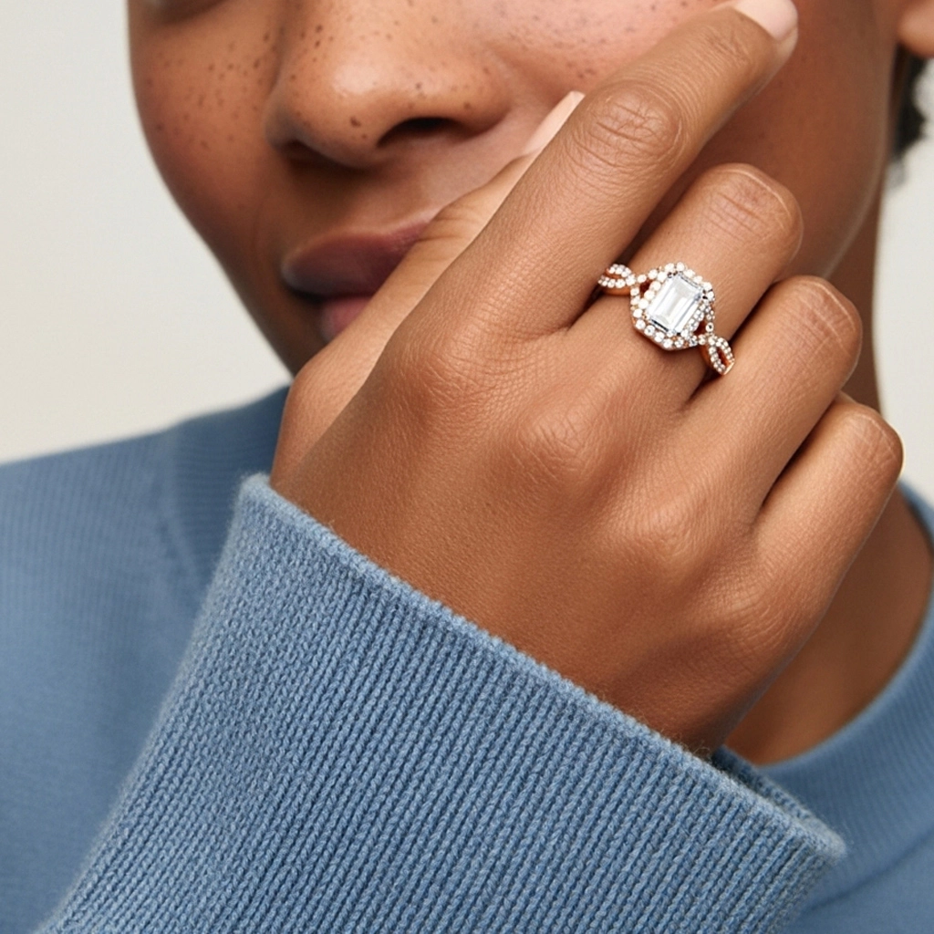 Halo Engagement Ring 1.00ct Moissanite