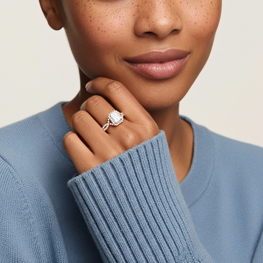 Halo Engagement Ring 1.00ct Moissanite