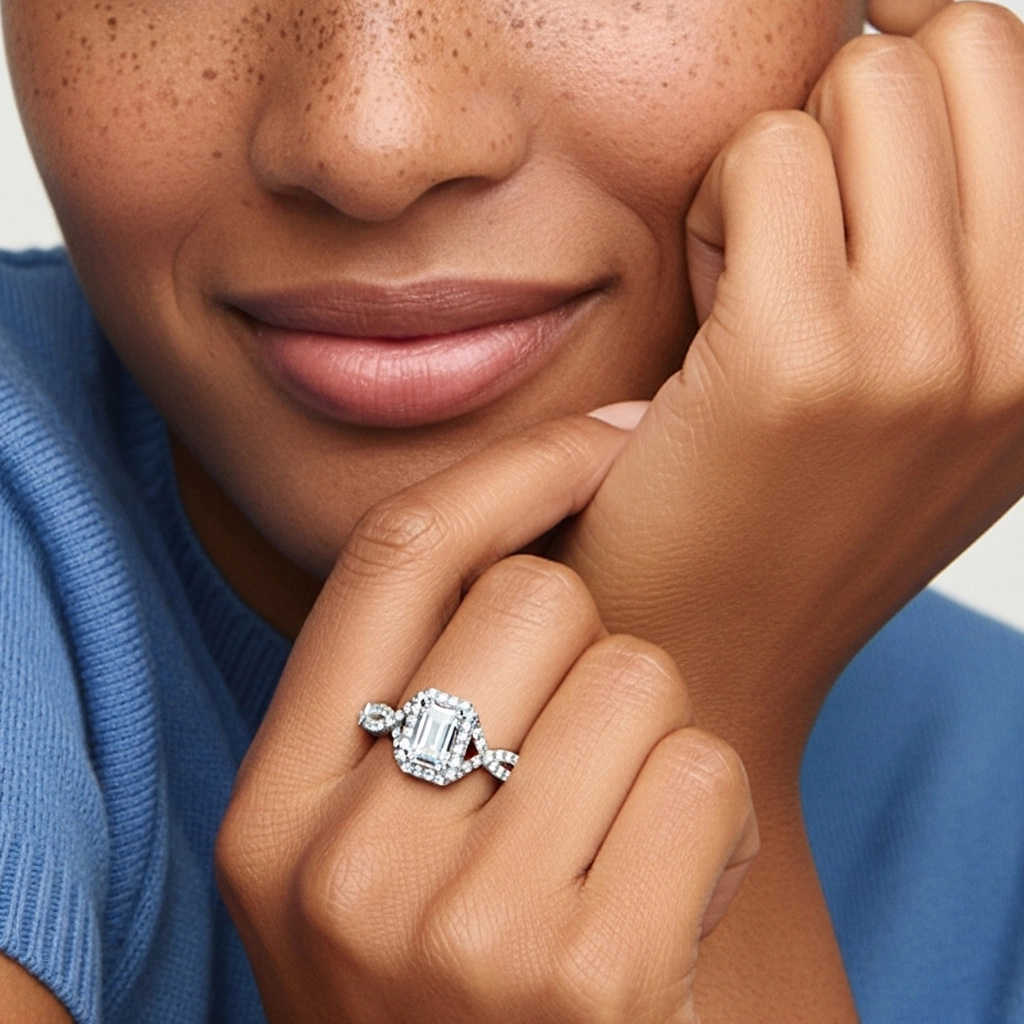 Halo Engagement Ring 1.00ct Moissanite