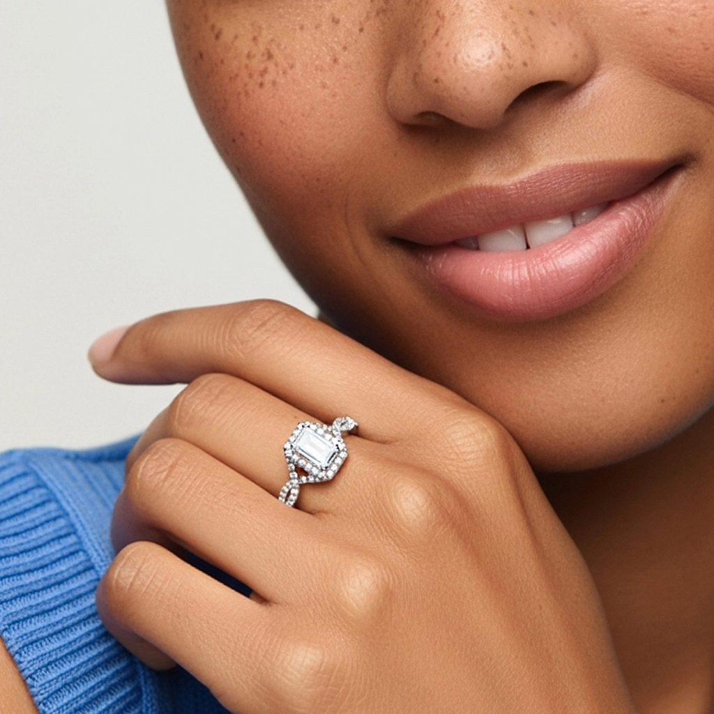 Halo Engagement Ring 1.00ct Moissanite