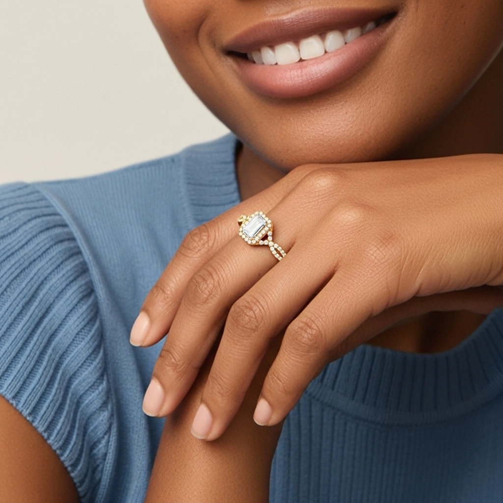 Halo Engagement Ring 1.00ct Moissanite