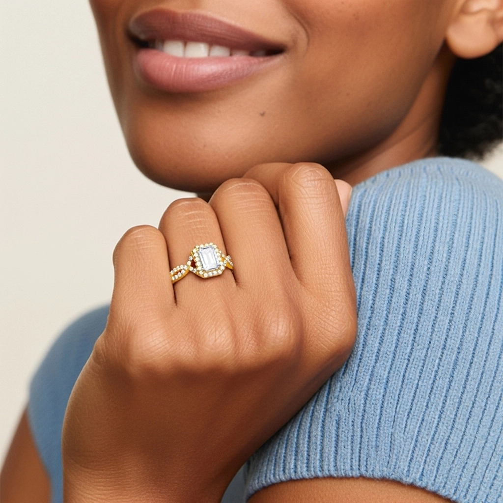 Halo Engagement Ring 1.00ct Moissanite