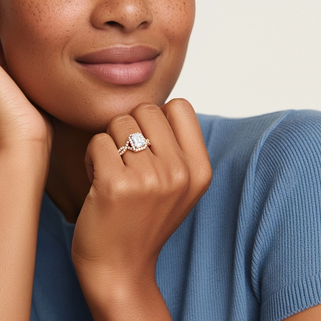 Halo Engagement Ring 1.00ct Moissanite