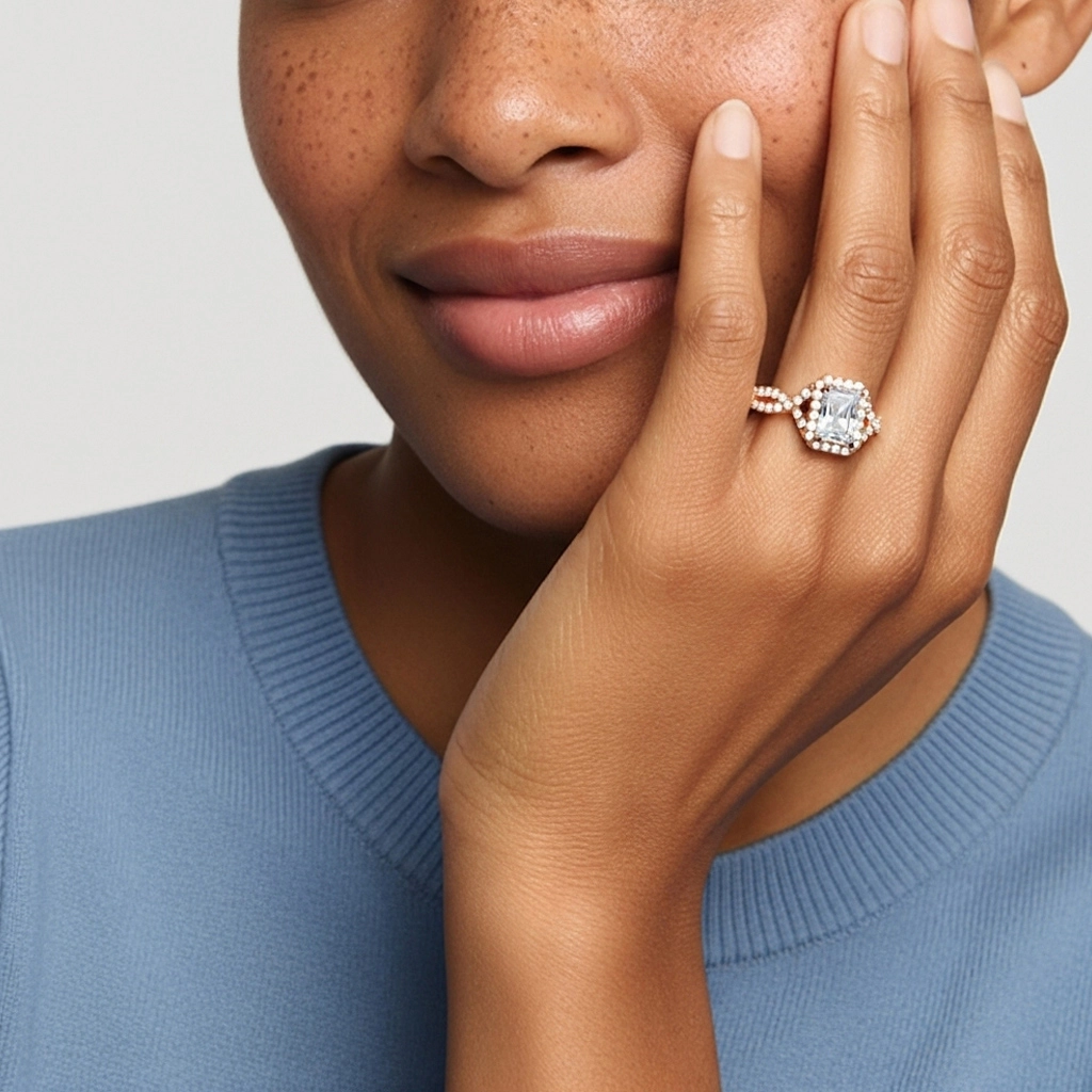 Halo Engagement Ring 1.00ct Moissanite