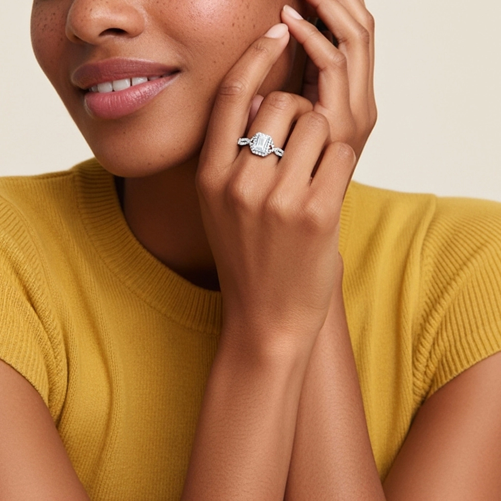 Halo Engagement Ring 1.00ct Moissanite