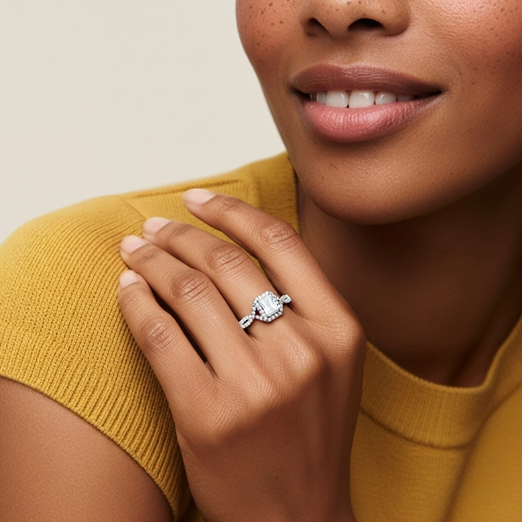 Halo Engagement Ring 1.00ct Moissanite