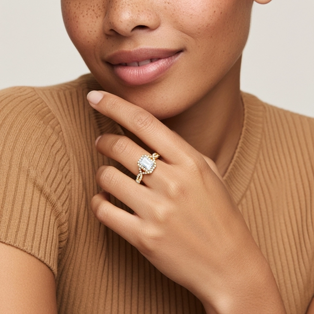 Halo Engagement Ring 1.00ct Moissanite