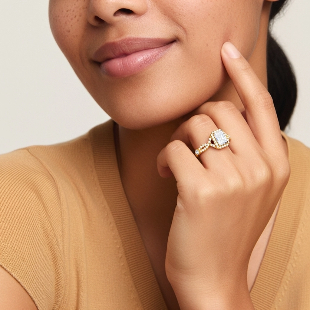 Halo Engagement Ring 1.00ct Moissanite