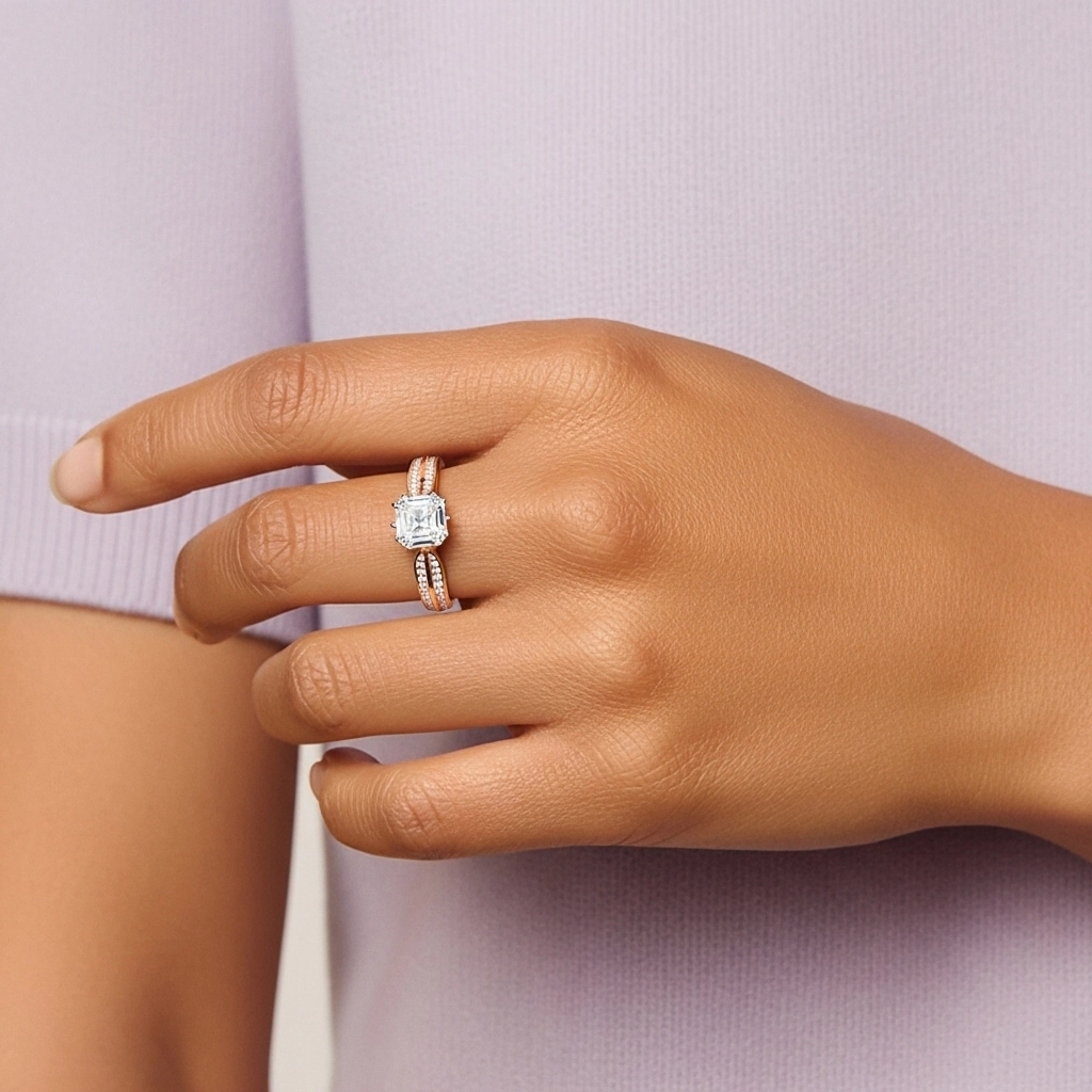 1.00ct Moissanite Bague de fiançailles Or rose 18 carats