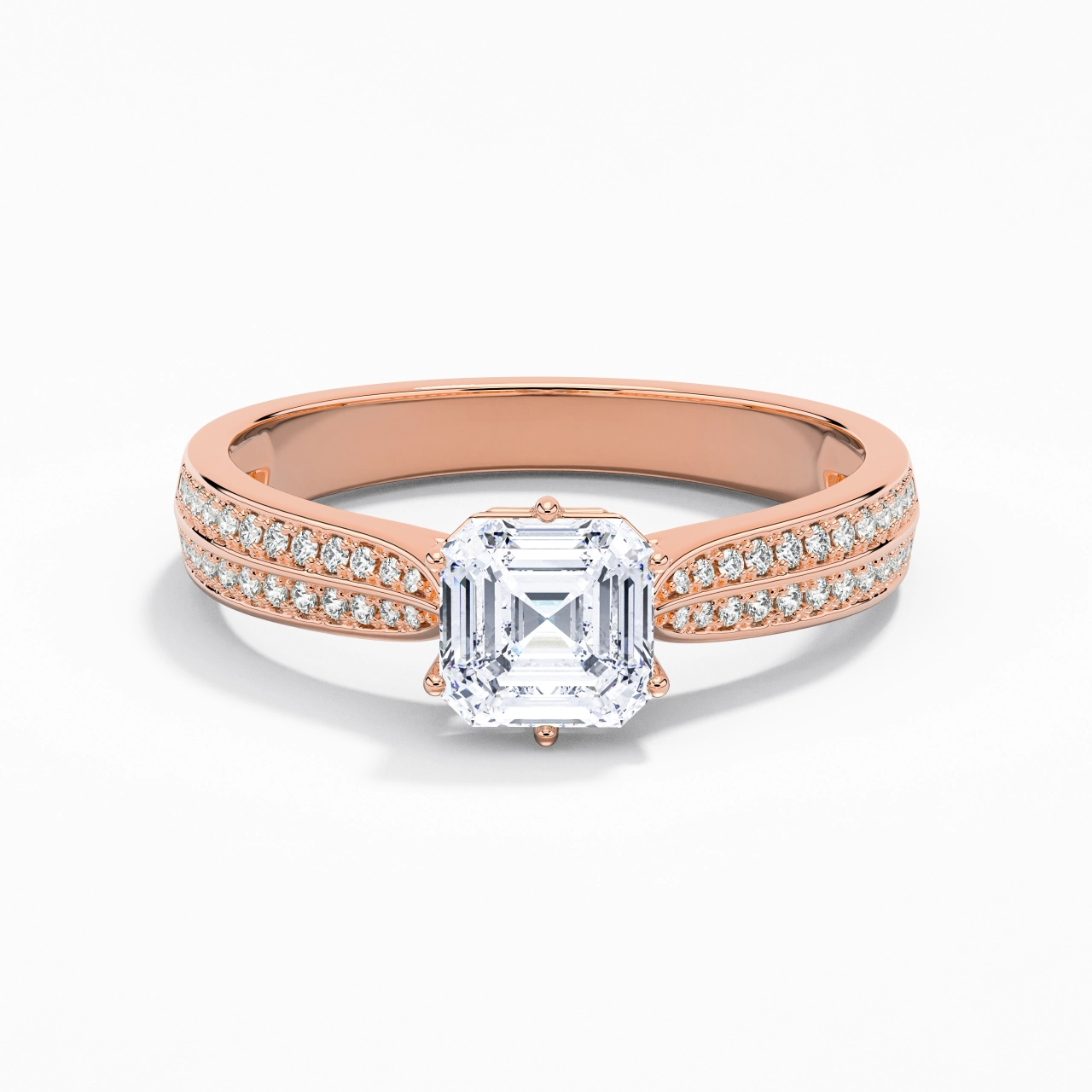 0.80ct Moissanite Engagement Ring 14K Rose Gold