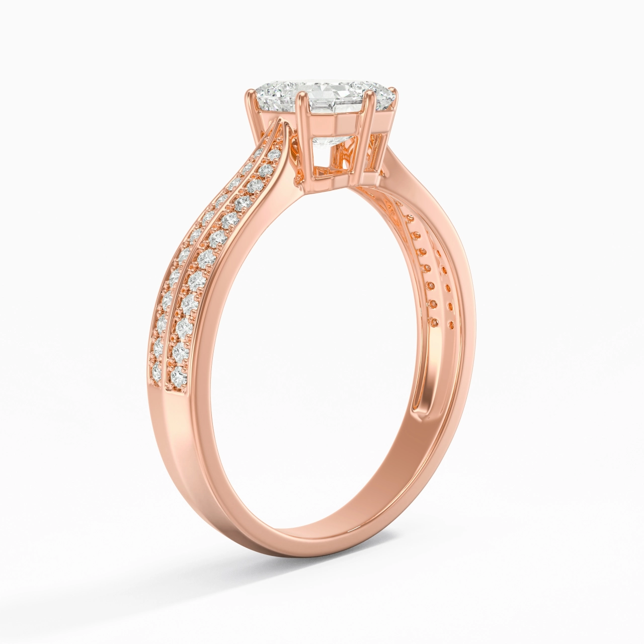 0.80ct Moissanite Engagement Ring 14K Rose Gold