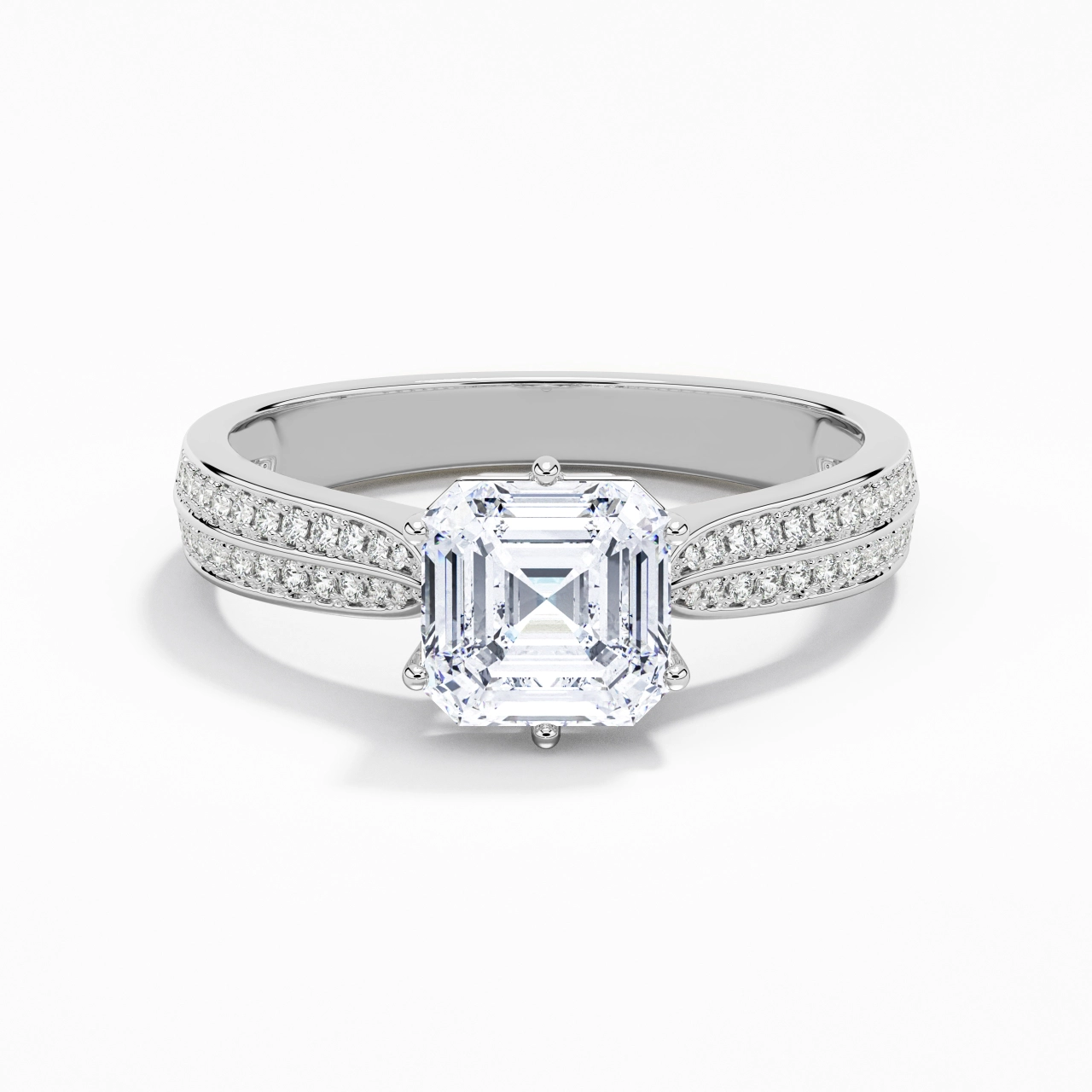 1.50ct Moissanite Engagement Ring 18K White Gold