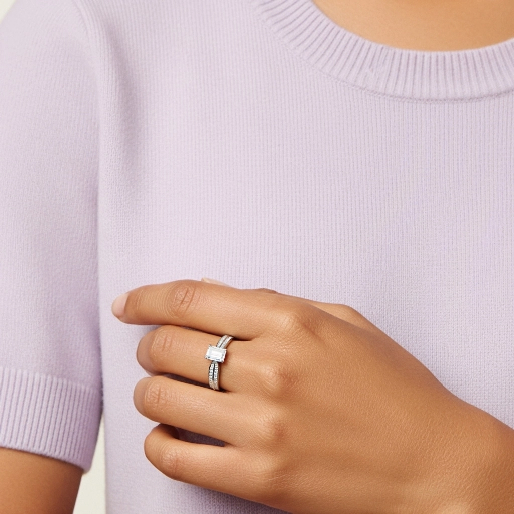 2.00ct Moissanite Bague de fiançailles Or blanc 18 carats