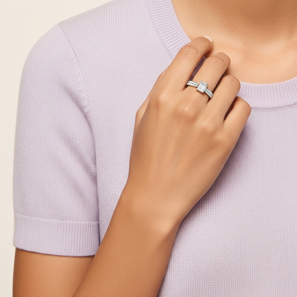 2.00ct Moissanite Bague de fiançailles Or blanc 18 carats